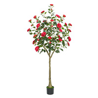 Arbre de Camélia Artificiel, Plante Verte en Pot, Décoration d'Intérieur, Aménagement Paysager, Bonsaï Artificiel de Théier de Style Chinois Traditionnel