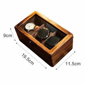Wood <b>Watch</b> Storage Box Rectangle Dustproof Solid Black Walnut Wood Home Portable <b>Watch</b> <b>Case</b> With Glass Lid 302X220X100 - Product Image 5
