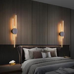 Lâmpada led estilo nórdico para parede, luz de led luxuosa em preto e ouro para decoração de casa, iluminação de cobre