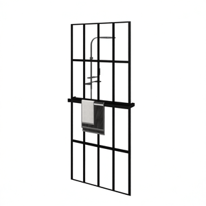Paroi de douche en verre ESG noir 31,5x76,8 pouces avec étagère en aluminium pour salle de bain - Product Image 1