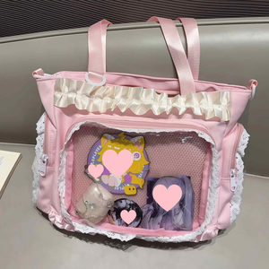 Borsa a tracolla da donna in stile giapponese OEM ODM, modello <span class=keywords><strong>Ita</strong></span> <span class=keywords><strong>Bag</strong></span>, in morbida pelle PU con decorazioni in pizzo. - Product Image 4