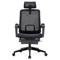 Chaise de bureau ergonomique de gros OEM, chaise de direction pivotante à dossier haut en maille avec repose-pieds
