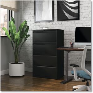 Alera 4-Piece Black <b>Metal</b> Lateral File 30\" X 18.63\" X 52.5\" with 4 Legal/<b>Letter</b>-Size File Drawers - Product Image 4