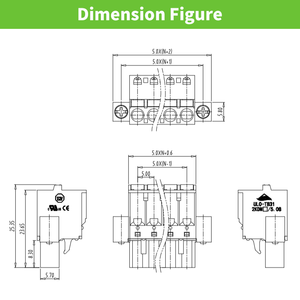 บล็อกขั้วต่อ PCB แบบเสียบได้ ขั้วต่อไฟฟ้าแบบสปริงพร้อมช่องเสียบสกรูแบบหน้าแปลน ระยะห่างระหว่างขั้ว 5.0 มม. - Product Image 3