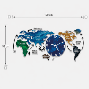 Source Factory Customizes Large-scale Home Decoration Art Designsilent World Map Decoration for Living Room,<strong>office</strong> Wall <strong>Clock</strong> 3D - Product Image 2