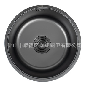 Zhonglang 304 Stainless Steel <b>Round</b> Sink Nano Black Drop In Single <b>Basin</b> Easy To Clean - Product Image 2