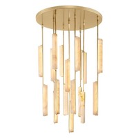 Lustre en albâtre haut de gamme pour escalier duplex transfrontalier, lampe d'escalier rotative simple, villa, salon, tout en cuivre