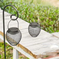 Lampe Solaire Suspendue en Fer Forgé de Qualité Commerciale IP55, Panneau Mono-Silicium, Double Température de Couleur (Blanc/Jaune Doré), Capteur de Lumière, pour Jardin