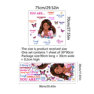 Dessin animé fille noire <span class=keywords><strong>texte</strong></span> inspirant autocollant mural joli enfant décoratif décor à la maison - Product Image 2