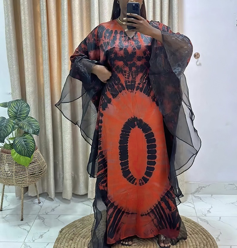 New Fashionable European American Patchwork Organza Retro Long Robe Large  Hem African Summer Printed Women Loose Dress| Alibaba.com