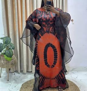 Nuovo stile europeo americano Patchwork Organza retrò abito lungo grande orlo estivo africano stampato vestito ampio da donna - Product Image 1
