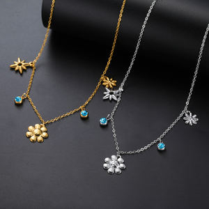 Myshape kalung wanita zirkon bening warna biru, Perhiasan Stainless <span class=keywords><strong>Steel</strong></span> <span class=keywords><strong>2025</strong></span> rantai Choker Hadiah Pesta Ulang Tahun Baru - Product Image 5