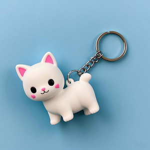 Conception personnalisée Odm porte-clés accessoires mignon dessin animé 3D chat plastique Pvc porte-clés - Product Image 1