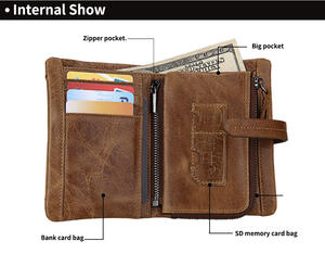 Andong Genuine Cow Leather Short <b>Wallet</b> Purse for <b>Men</b> Man Retro <b>Card</b> Holder RFID Blocking Multiple Positions <b>Wallets</b> Purses - Product Image 4
