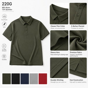 เสื้อโปโลผู้ชายแบบมีโลโก้สั่งทำ น้ำหนัก 220 กรัม ผ้าไนลอนผสมสแปนเด็กซ์ยืดได้ 4 ทิศทาง ระบายอากาศได้ดี เหมาะสำหรับใส่ทำงานหรือลำลอง ขายส่ง ไซส์ S-4XL สีเขียวมะกอก - Product Image 4