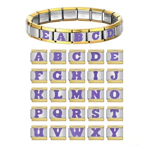 Wholesale Hot Sales Custom 26 English A-Z <b>Letters</b> Italian Charm Link Fit 9mm Stainless Steel Bracelet DIY Making Jewelry Gift - Product Image 1