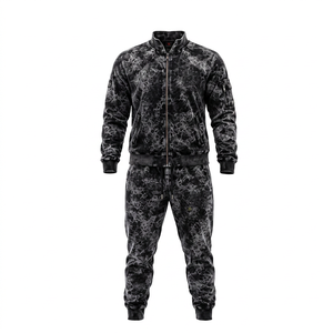 Ensemble de survêtement pour homme avec cordon de serrage, capuche et pantalon de jogging, effet dégradé, style streetwear, coupe classique, vêtements d'hiver, 100% coton respirant - Product Image 1