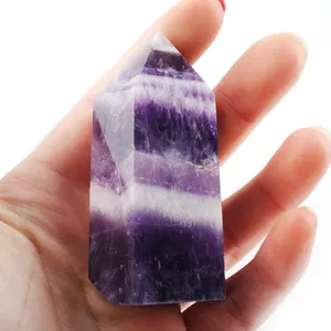 Wholesale Natural Dream Amethyst Point Chevron Amethyst Tower Crystal Stone Wand Crystal Craft For Decoration