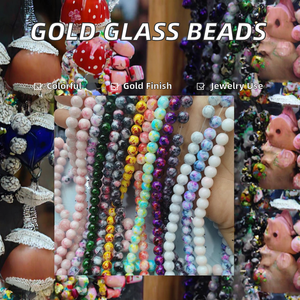 Perles en verre électroplaté imprimées en gros, 10 mm, rondes, en verre soufflé, toutes couleurs, pour la fabrication de bijoux - Product Image 2