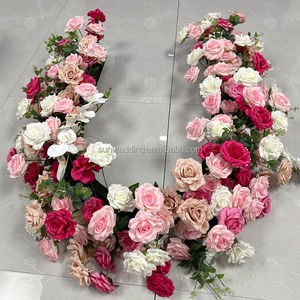 Sunwedding Nouveau Meilleur vendeur Coureur de fleurs roses Coureur de fleurs artificielles décoratif et cabine téléphonique Coureur de fleurs artificielles - Product Image 2