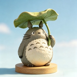 BZY - Decoración de Escritorio de Resina Personalizable, Adorno Curativo para el Hogar, Regalo Navideño, Estatua de <span class=keywords><strong>Totoro</strong></span> con Hoja de Loto - Product Image 2