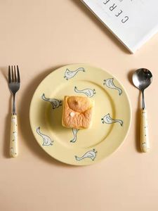 ชุดจานเซรามิคลายการ์ตูนห่านสไตล์<span class=keywords><strong>เกาหลี</strong></span> ขนาด 8 นิ้ว สำหรับใส่สลัด ของหวาน ผลไม้ ขนม จานรองเค้ก ลดราคา - Product Image 2