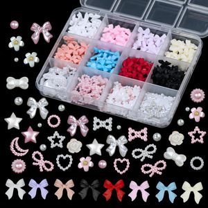 Caja de Accesorios para Uñas <span class=keywords><strong>con</strong></span> Mariposas de Resina 3D, Colección Mixta de Perlas, Lunas y Corazones, Accesorios Pequeños para <span class=keywords><strong>Manicura</strong></span> DIY - Product Image 4