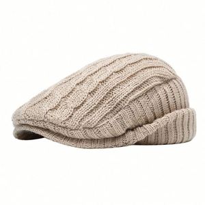 2024 New Uutumn Winter Knitted Cotton Yarn Beret Hat Women Fleece Lining Ear <b>Protectors</b> Warm Men Women Lady Ivy Hat - Product Image 1