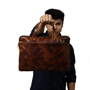 100% Waterproof Genuine Leather Vintage Fashion Laptop Handbag Men Office Document <b>File</b> Holder Nylon Zipper Casual Travel Handle - Product Image 3