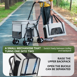 Carrito para Perros y Gatos, Metálico, Impermeable, Ajustable, Cómodo, Ligero, Plegable, de 4 Ruedas, Lavable, para Caminar y Trotar - Product Image 5