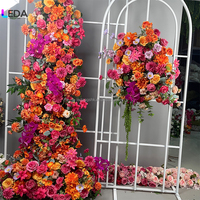 Nouvelle combinaison de couleurs orange et rose vif, chemin de table en fleurs au toucher réel pour la décoration de baby shower, idéal pour la décoration d'événements