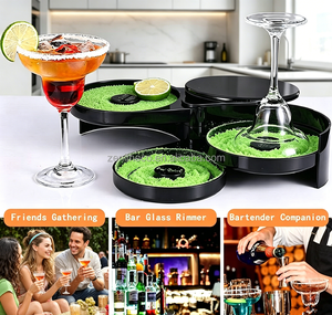 Ensemble de bordureurs de verres en plastique à 3 niveaux, réutilisables, noirs, pour bar, outil professionnel de barman avec boîte à <span class=keywords><strong>sel</strong></span> portable et plateaux rotatifs - Product Image 6