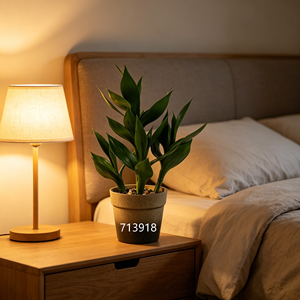 Planta Artificial de Bambú de la Suerte en Maceta de Plástico Mate Degradado de 45 cm, Decoración de Mesa Feng Shui para Oficina y Sala de Estar - Product Image 2