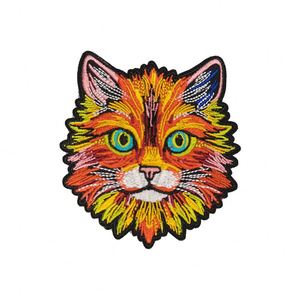 Écussons thermocollants personnalisés brodés avec logo chat coloré, design dessin animé, pour chapeaux, vêtements, sacs, chaussures - Tissu sergé - Fabrication chinoise - Product Image 1