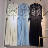Nouvelle Collection 2026 : Ensemble Jupe et Haut Deux Pièces, Veste Brodée de Perles et Strass, Robe Longue Plissée Fluide pour Soirée