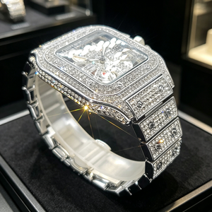 Relojes mecánicos de lujo con envío directo, reloj mecánico de acero inoxidable para hombre, reloj de moissanita, probado con el probador de diamantes. - Product Image 1