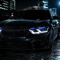 Phares LED style LCI pour BMW Série 5 G30 2021-2023, avec cadre bleu, feux de jour DRL bicolores, kit de modernisation et de rétrofit