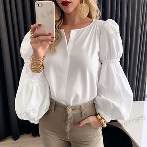 Camicie oversize Neswest formale <span class=keywords><strong>a</strong></span> <span class=keywords><strong>maniche</strong></span> lunghe top bianco manica <span class=keywords><strong>a</strong></span> <span class=keywords><strong>palloncino</strong></span> formale camicetta da donna abiti Boutique camicie da donna - Product Image 6