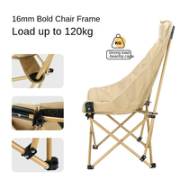 Chaise de camping Kermit à dossier haut, tabouret pliant Moon, robuste, en acier au carbone, tissu Oxford, siège de pêche et de plage d'extérieur