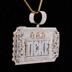High Quality <b>Silver</b> Plated Baguette Cut Diamond <b>Charm</b> Pendant Personalized Letter 925 Sterling <b>Silver</b> Classic Style Mens - Product Image 4