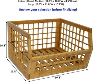 Cestas de Almacenamiento Grandes en Oferta, Cestas de Frutas de Bambú Ecológicas Multifuncionales con Frente Abierto, Diseño de Rejilla, Juego de 3 Cestas para Frutas - Product Image 4