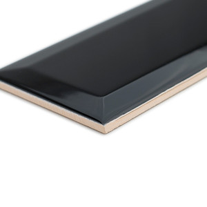 Piastrella nera lucida con bordi smussati 7,5x15 cm, spessore 8 mm, bordi irregolari per rivestimento di pareti e pavimenti - Product Image 2