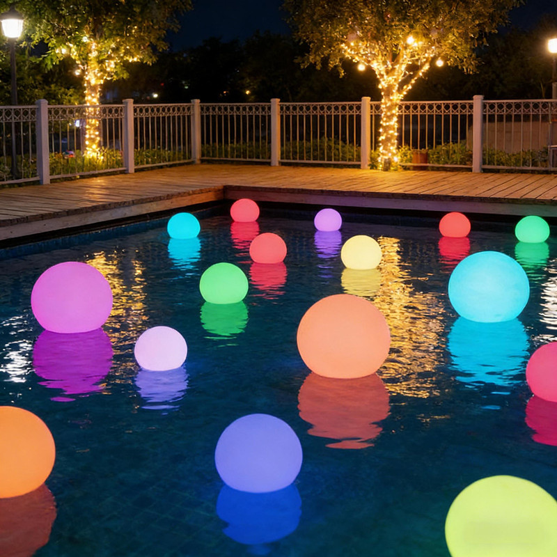 Floating Led Swimming Pool Lights Plastic Spheres for Wedding Event Motion Sensor Round Ball Decoration LED RGB Solar Pool Light
