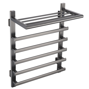 <span class=keywords><strong>Radiateur</strong></span> de salle de bain électrique gris brossé moderne avec étagère porte-serviettes, étanche, en acier inoxydable 304, chauffe-serviettes - Product Image 1