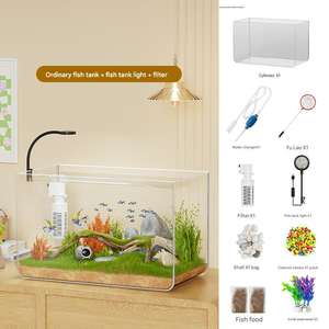 Creatief klein bureau-<span class=keywords><strong>aquarium</strong></span> voor goudvissen en schildpadden met milieuvriendelijke landschapsarchitectuur en accessoires - Product Image 2