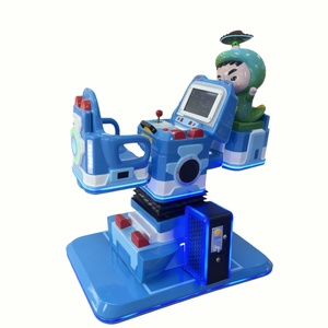 Manège Électrique à Monnayeur pour Enfants Bleu, Voiture Balançoire pour Enfants, Machine d'Amusement pour Aire de Jeux Intérieure, Anglais, 6 Ans - Product Image 1