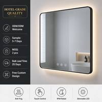 Miroir de salle de bain LED pour hôtel avec fonction anti-buée, miroir de maquillage mural à intensité variable, vente en gros