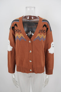 Suéter Cárdigan de <span class=keywords><strong>Punto</strong></span> con Diseño de Murciélago Fantasma para Mujer, Estilo Occidental Vintage, <span class=keywords><strong>Manga</strong></span> Larga, Casual, Retro, Boho, para Otoño e Invierno - Product Image 4
