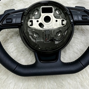 Volant en cuir noir pour <span class=keywords><strong>Audi</strong></span> S1 S4 S5 S7 S8 A3 A4 A5 S3 A6 A1 B9 B8.5 B8 R8 TTRS TTS Q3 <span class=keywords><strong>TT</strong></span> Q5 – Vente Flash - Product Image 3