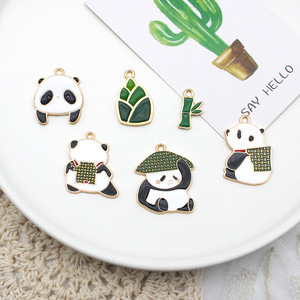 Hoạt hình Kung Fu Panda Hợp kim kim loại diyjewelry phụ kiện tre bắn Mặt dây chuyền phim hoạt hình gấu trúc trở lại đầu - Product Image 2